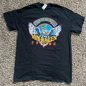 Van Halen 1984 Tour of the World Black Heavy Cotton Tee with Blue Logo medium
